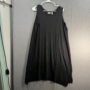 LOGO by Lori Goldstein Petite Rayon Dress with Broomstick Black Petite Large
